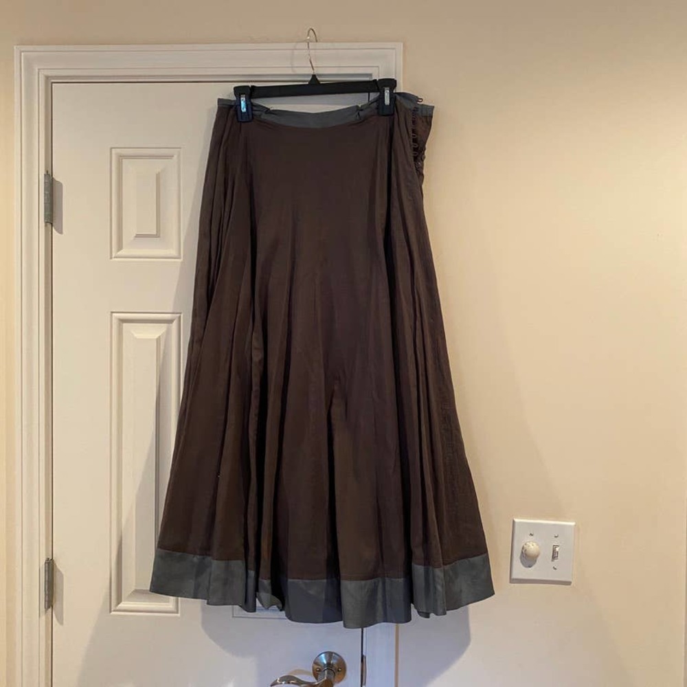 Jigsaw 100% Cotton gauzy maxi skirt Size 14 with silk trim